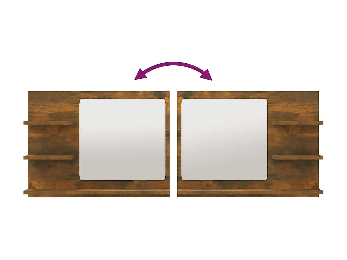 Miroir de bain Chêne fumé 60x10,5x45 cm Bois d'ingénierie WVGQ9532