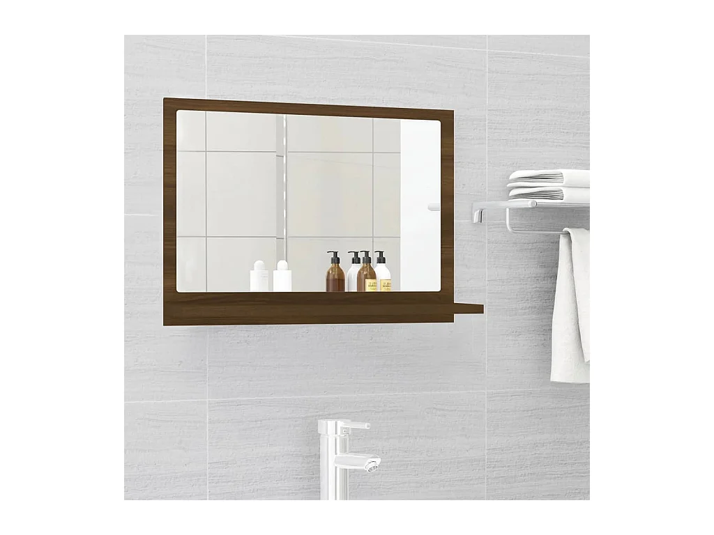 Miroir de bain Chêne marron 60x10,5x37 cm Bois d'ingénierie WVGQ6354