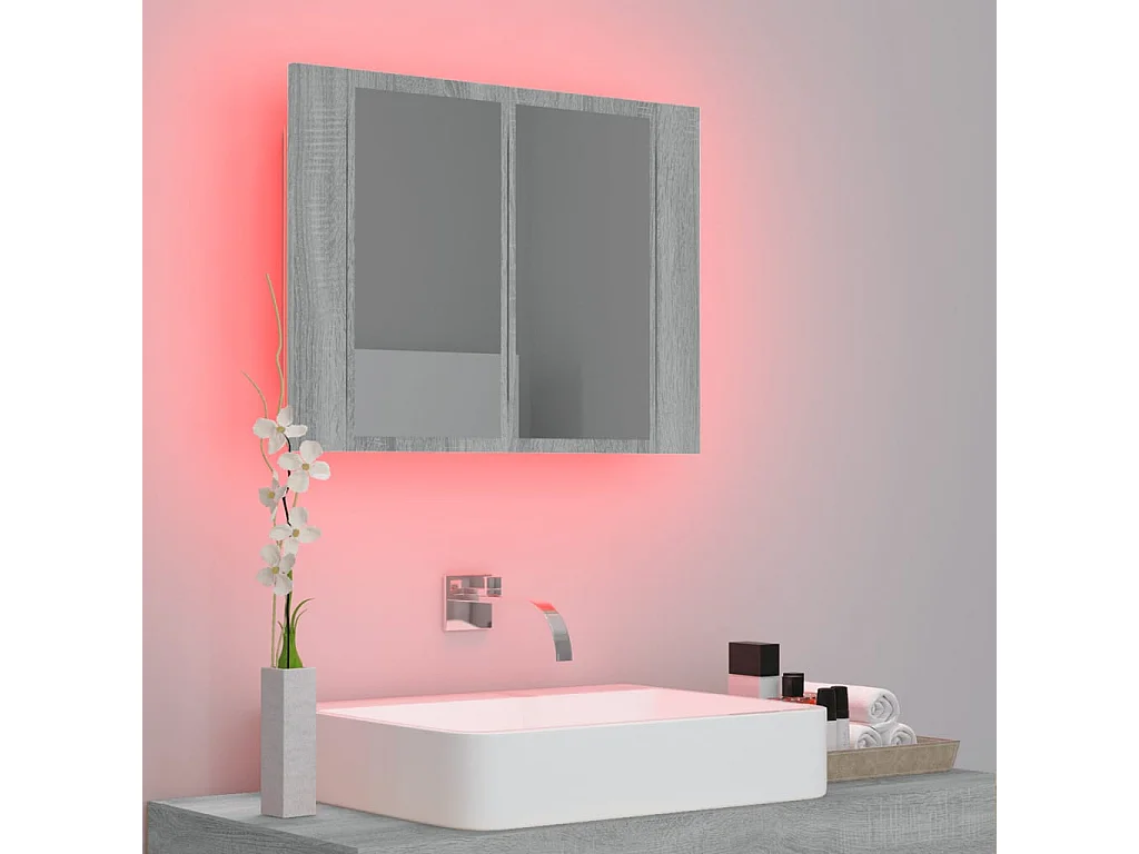 Miroir LED Sonoma gris 60x12x45 cm Bois d'ingénierie WVGQ6251