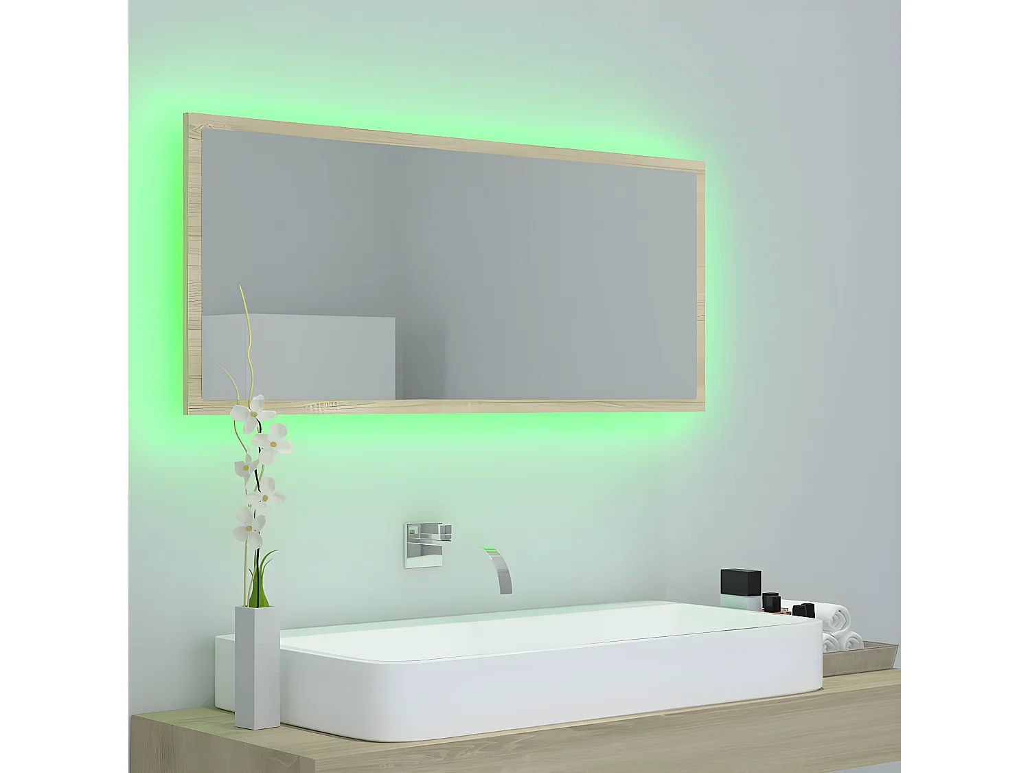Miroir LED de salle de bain Chêne sonoma 100x8,5x37cm Acrylique WVGQ4721