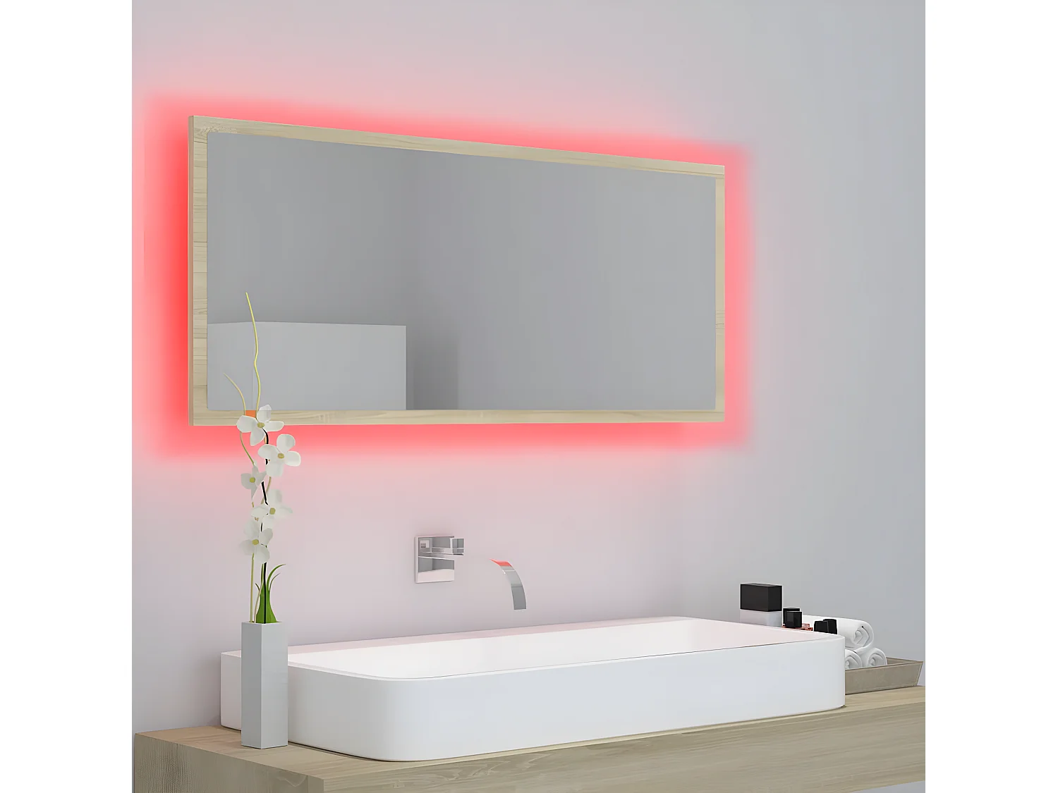 Miroir LED de salle de bain Chêne sonoma 100x8,5x37cm Acrylique WVGQ4721