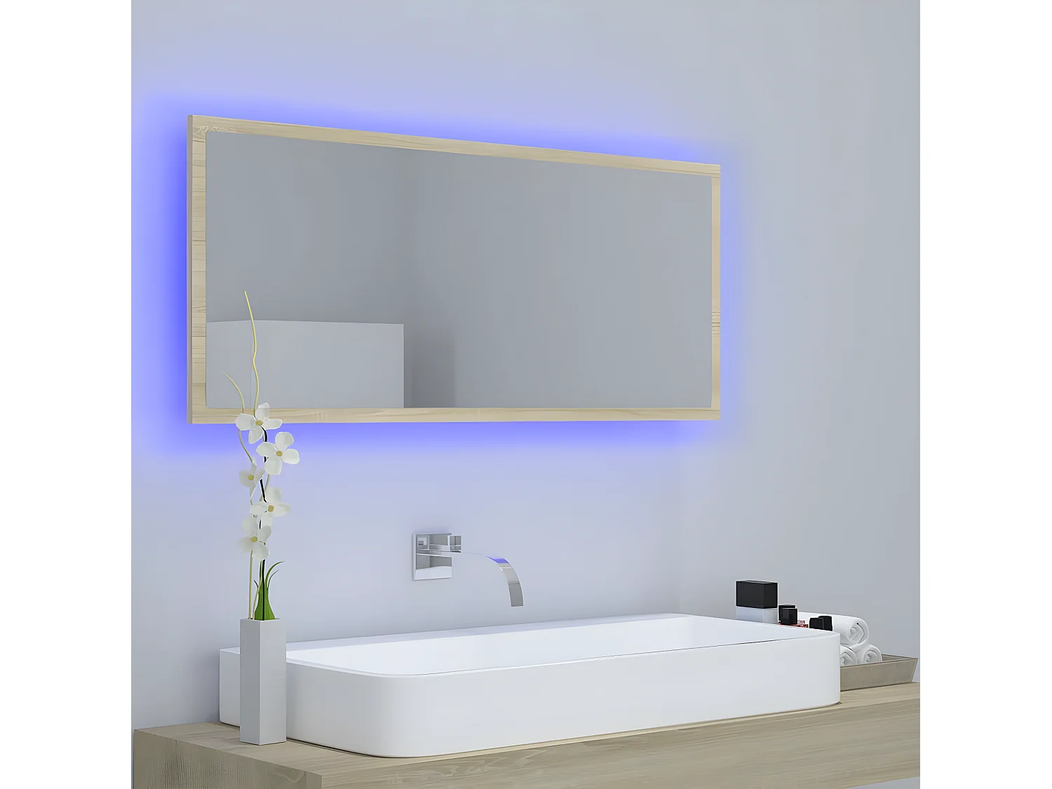 Miroir LED de salle de bain Chêne sonoma 100x8,5x37cm Acrylique WVGQ4721