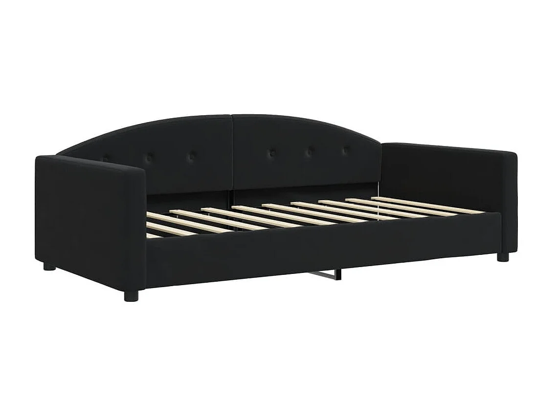 Lit - 90x190 cm avec matelas noir velours WVGQ8058