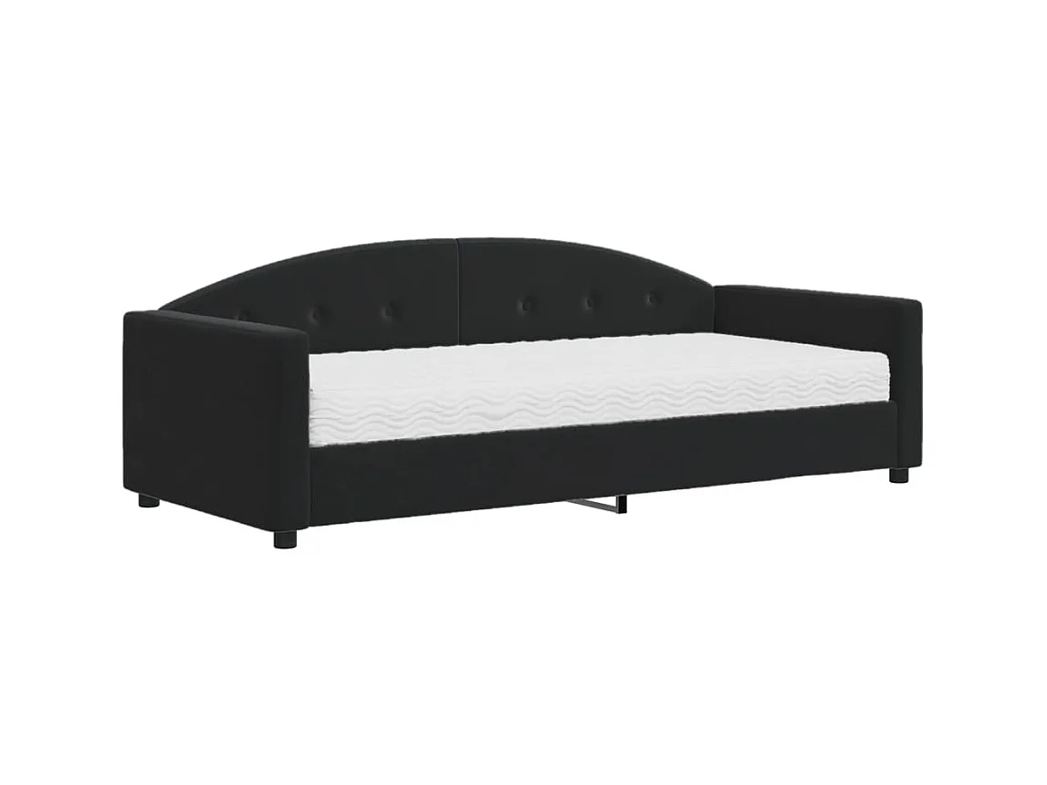 Tagesbett,Sofabett mit Matratze Schwarz 90x190 cm Samt -gkd54229