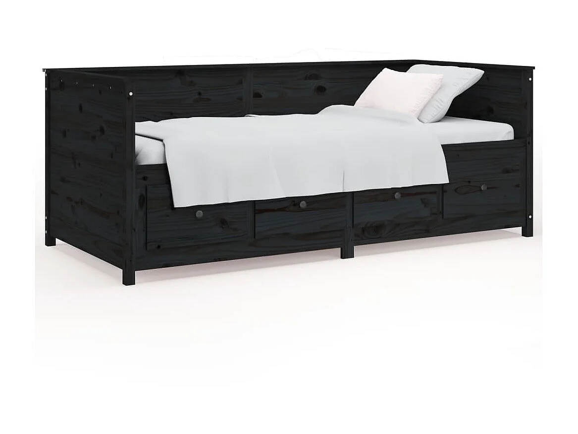 Tagesbett,Sofabett Schwarz 75x190 cm Massivholz Kiefer -gkd16558