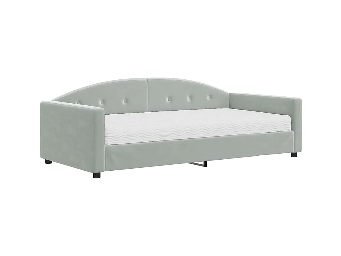 Slaapbank met matras 100x200 cm fluweel lichtgrijs NL16613