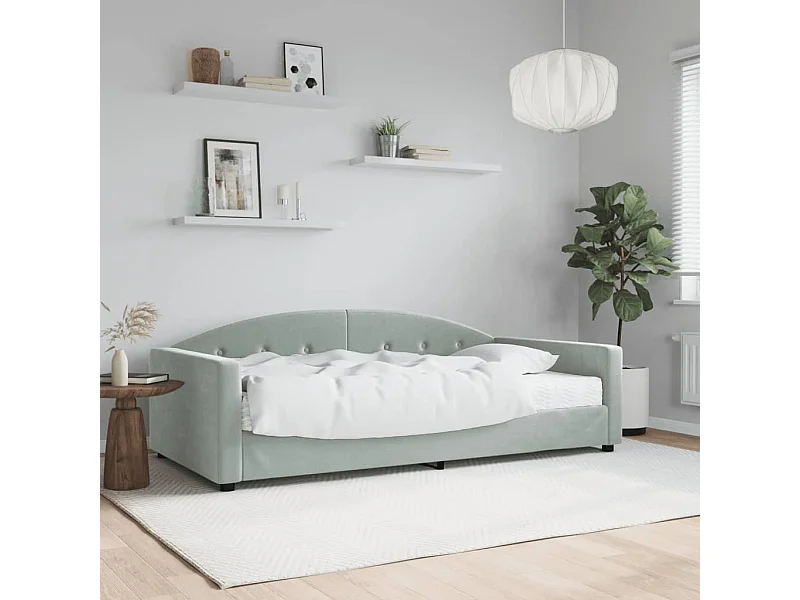 Lit - 100x200 cm avec matelas gris clair velours WVGQ1433