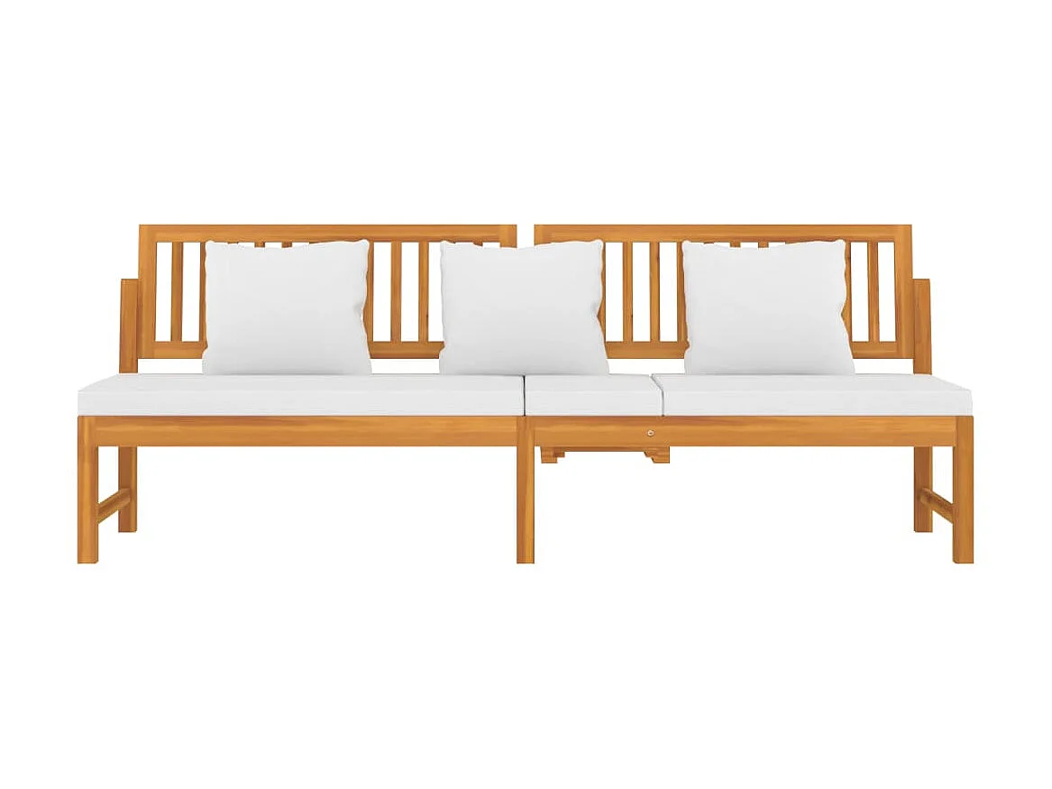 Lit - 60x200 cm avec coussin crème Bois d'acacia solide  WVGQ3184