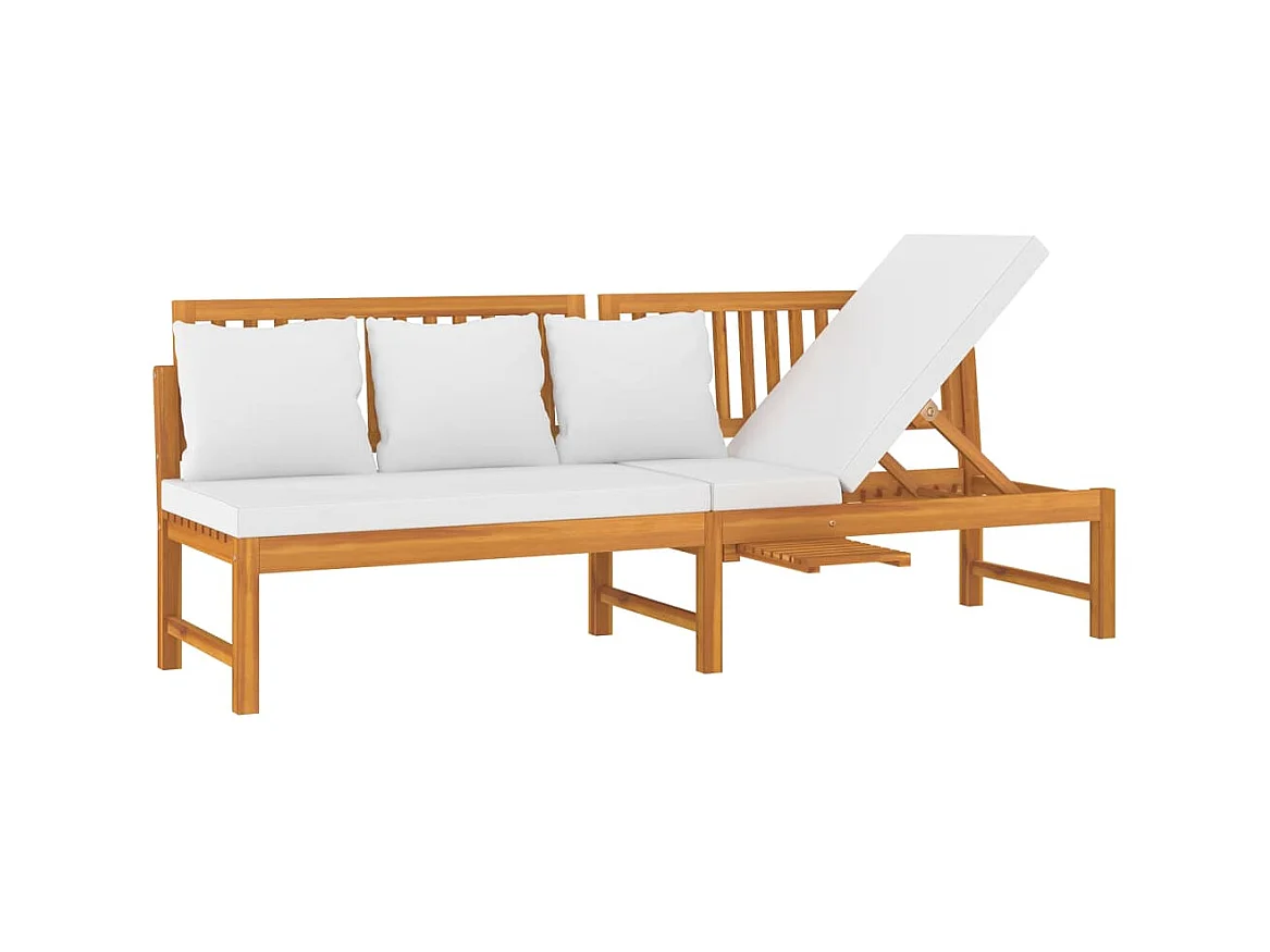 Tagesbett,Sofabett mit Cremeweißen Kissen 200x60x75 cm Massivholz Akazie -gkd31770