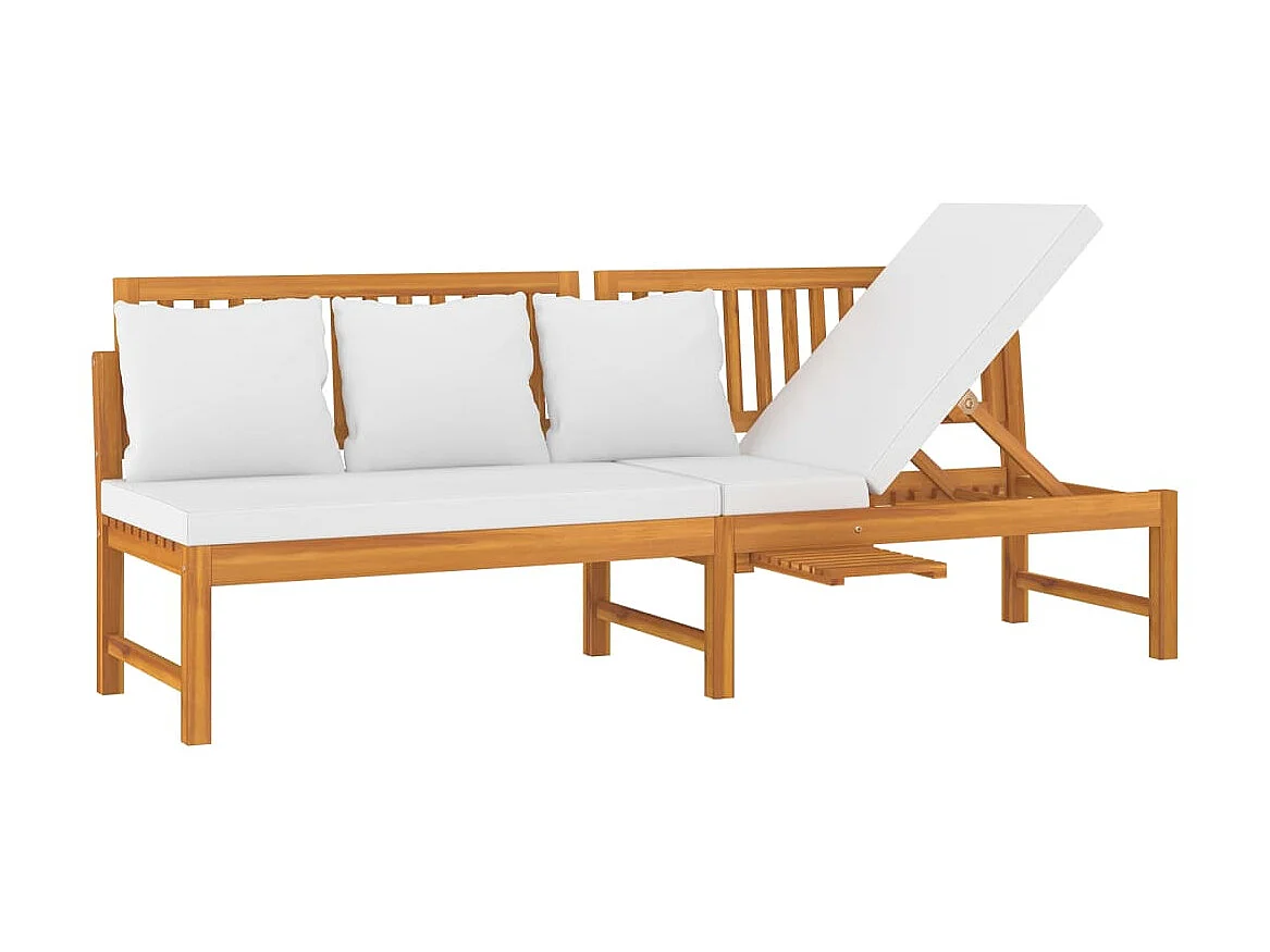 Lit - 60x200 cm avec coussin crème Bois d'acacia solide  WVGQ3184