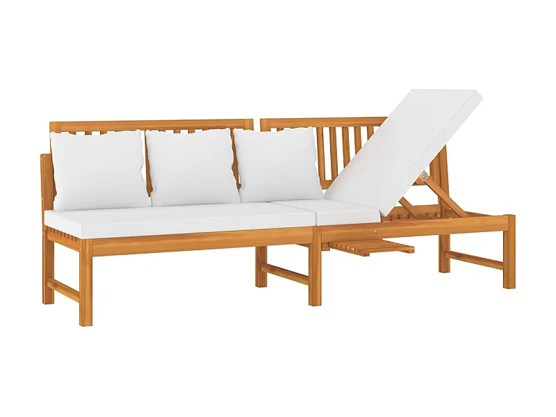 Dagbed met crèmekleurig kussen 200x60x75 cm massief acaciahout NL41577