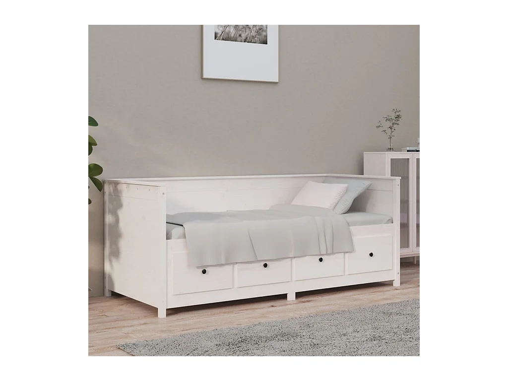 Lit - 75x190 cm Blanc Bois de pin massif WVGQ7010
