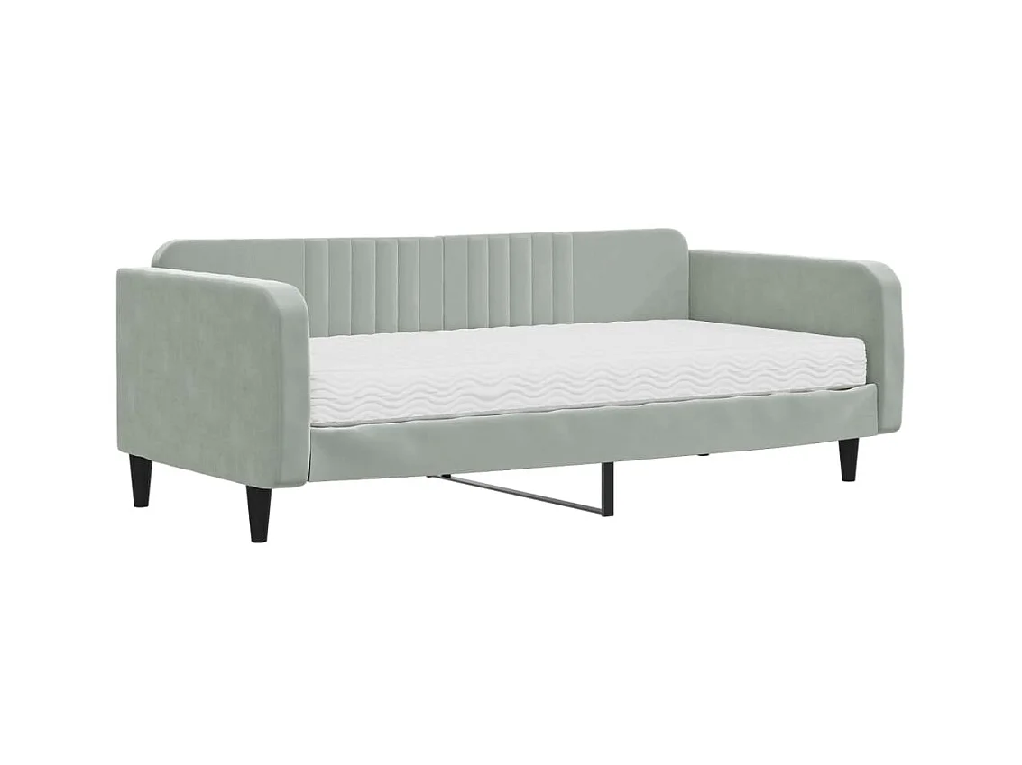 Slaapbank met matras 100x200 cm fluweel lichtgrijs NL74610