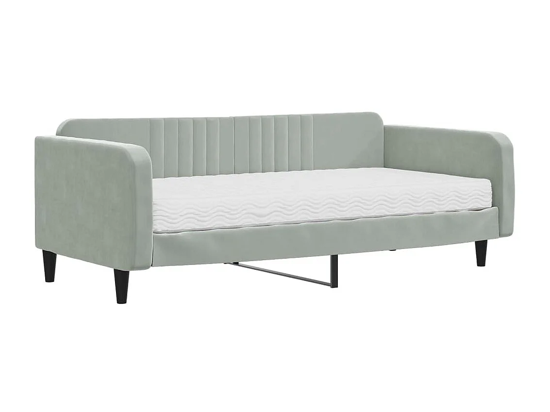 Tagesbett,Sofabett mit Matratze Hellgrau 100x200 cm Samt -gkd78013