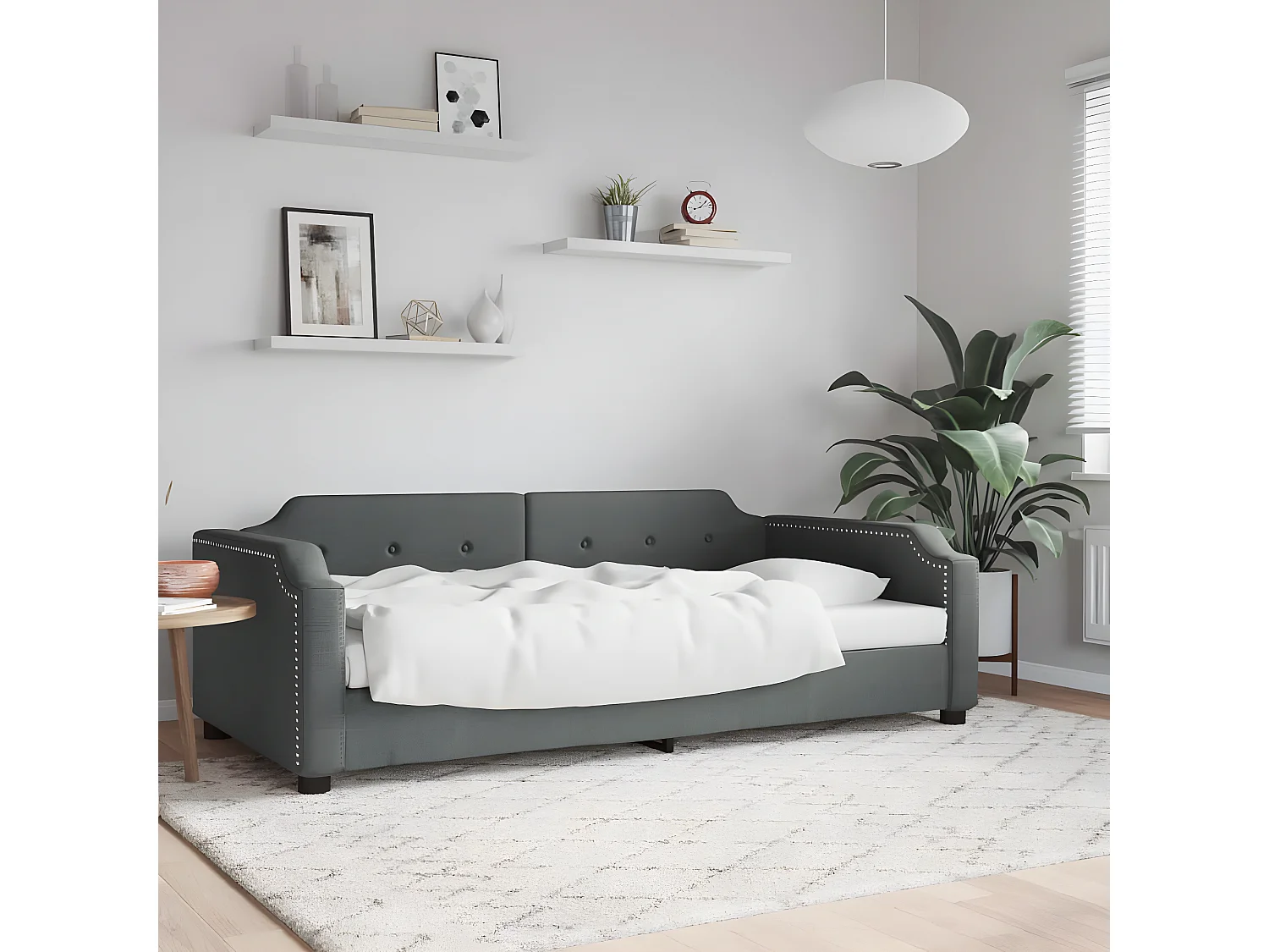 Lit - 90x200 cm gris foncé tissu WVGQ4024