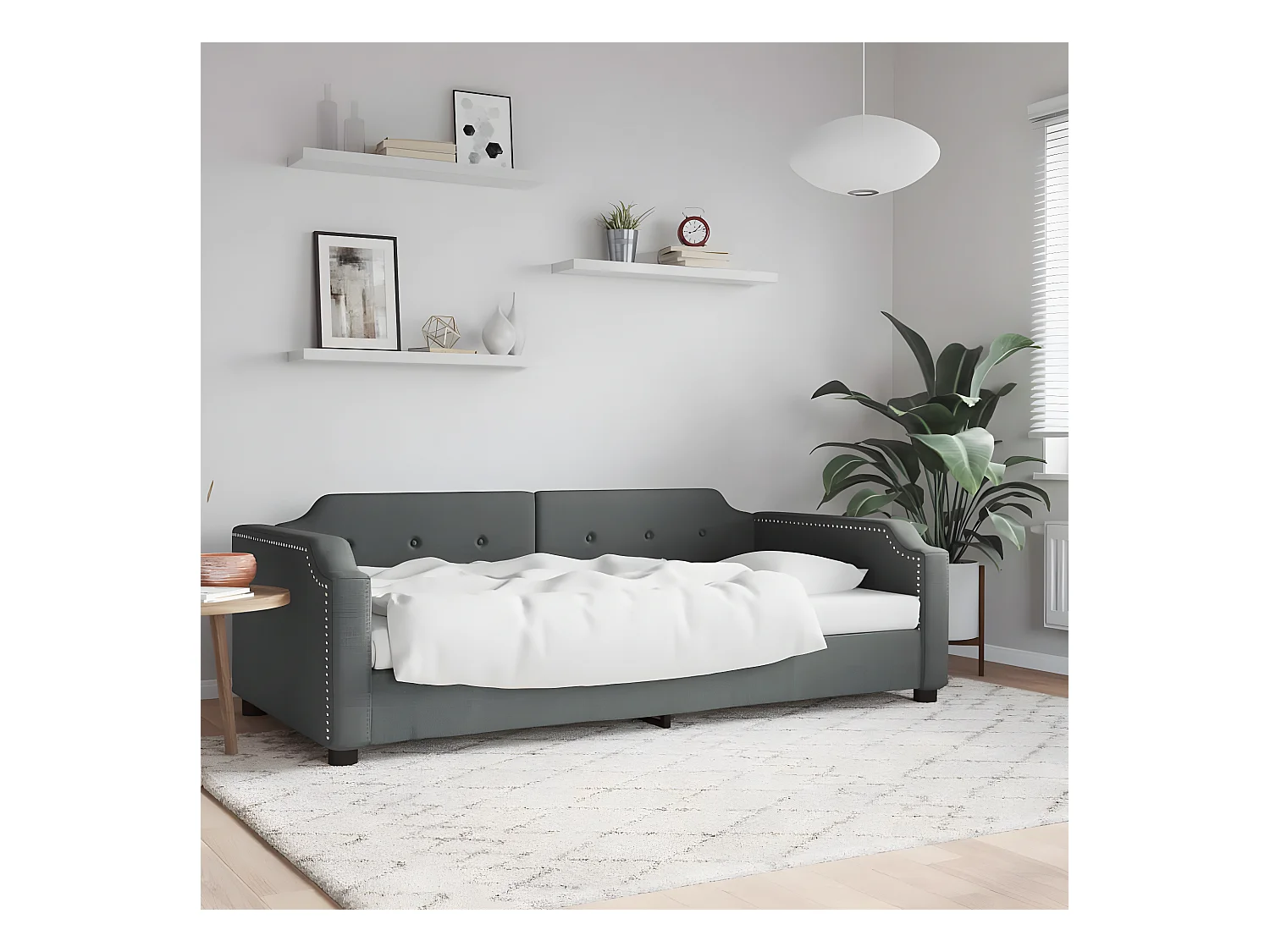 Lit - 90x200 cm gris foncé tissu WVGQ4024