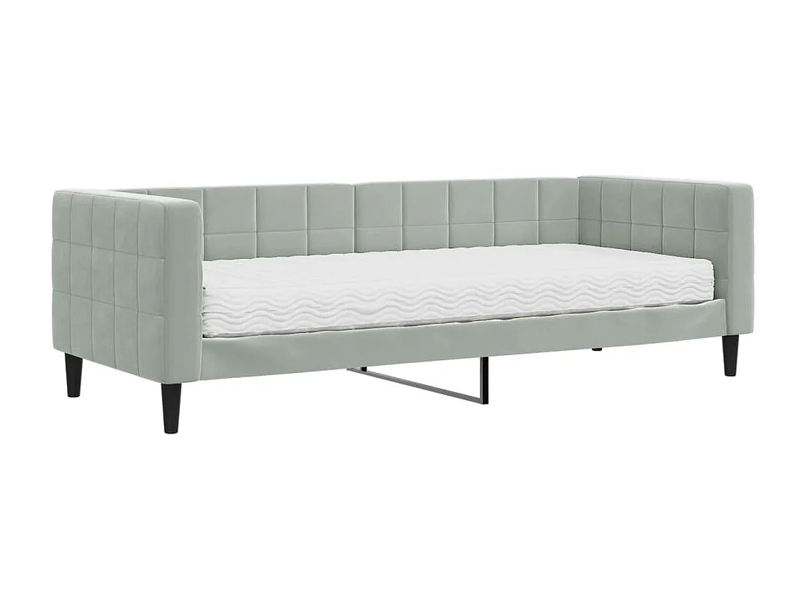 Lit - 80x200 cm avec matelas gris clair velours ASW34382