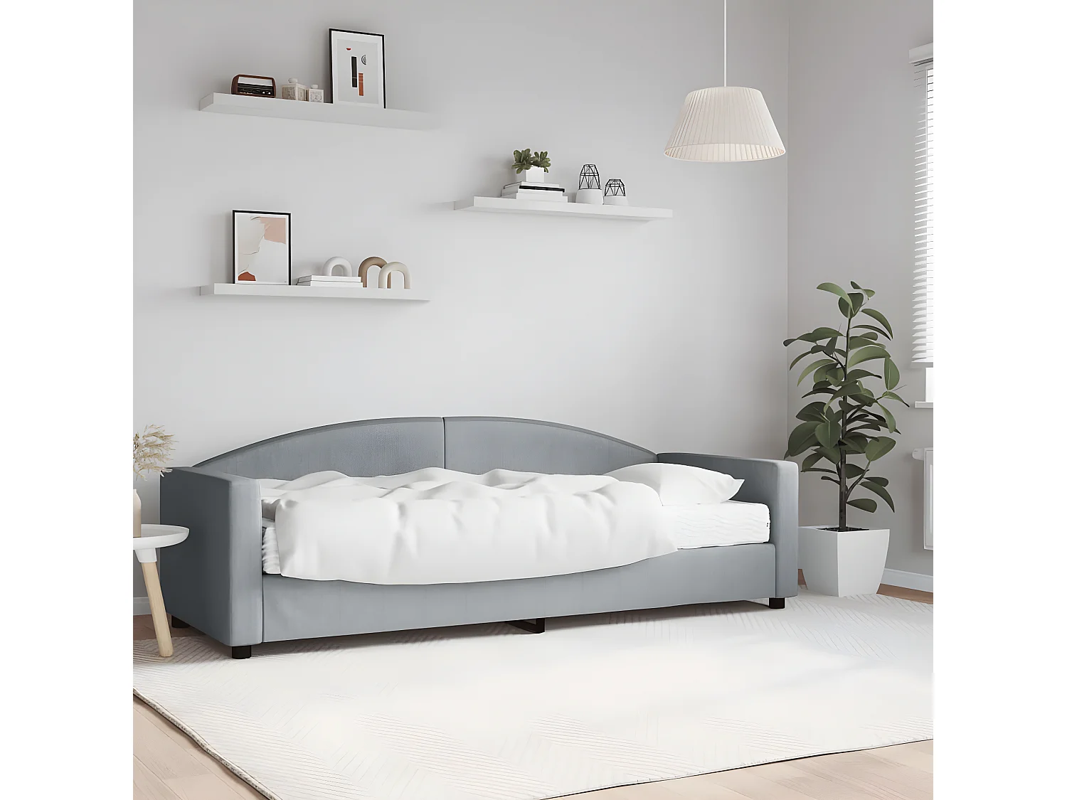 Lit - 80x200 cm avec matelas gris clair tissu WVGQ4497