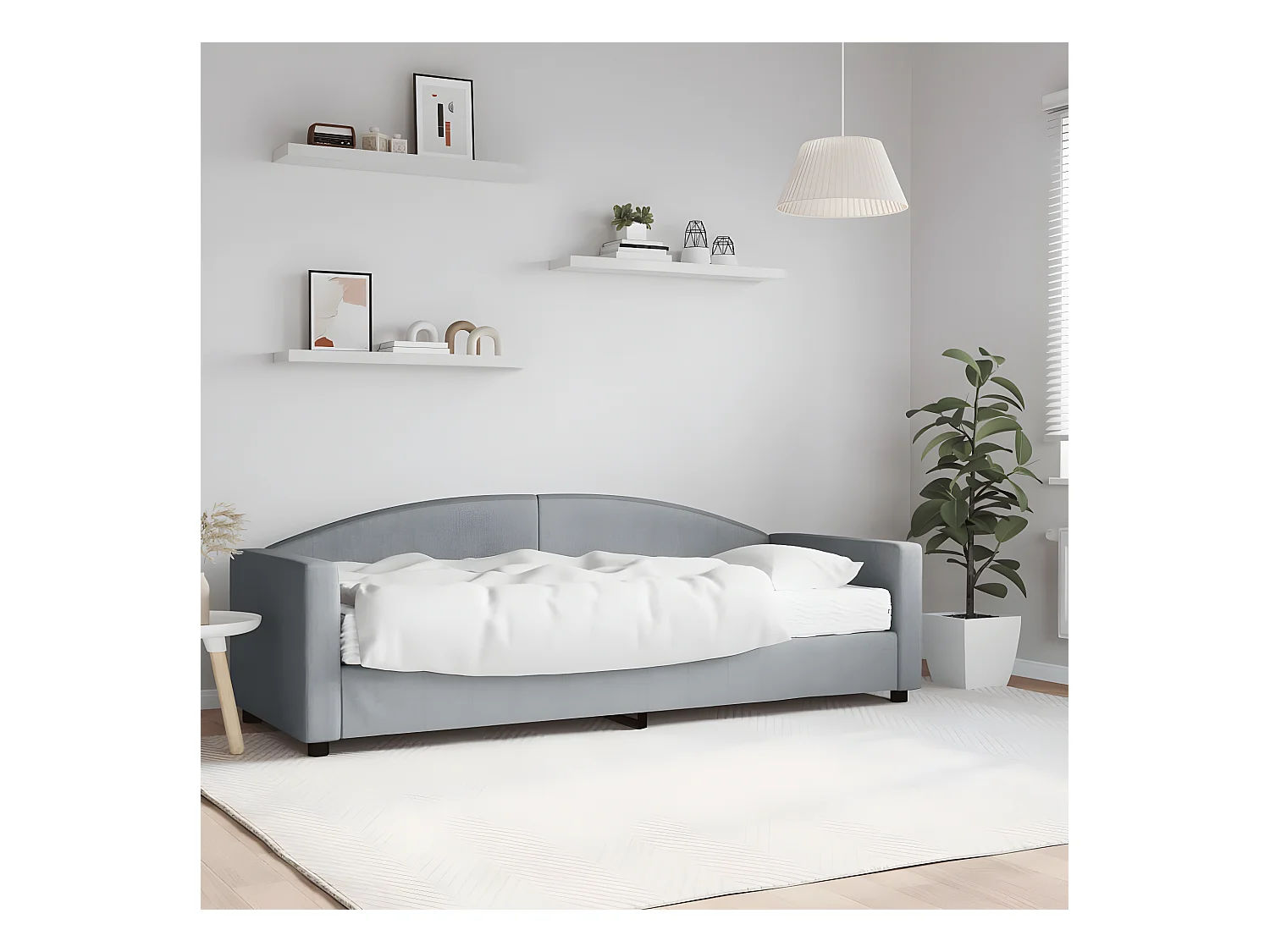 Sofá cama - 80x200 cm con colchón tela gris claro ES98090