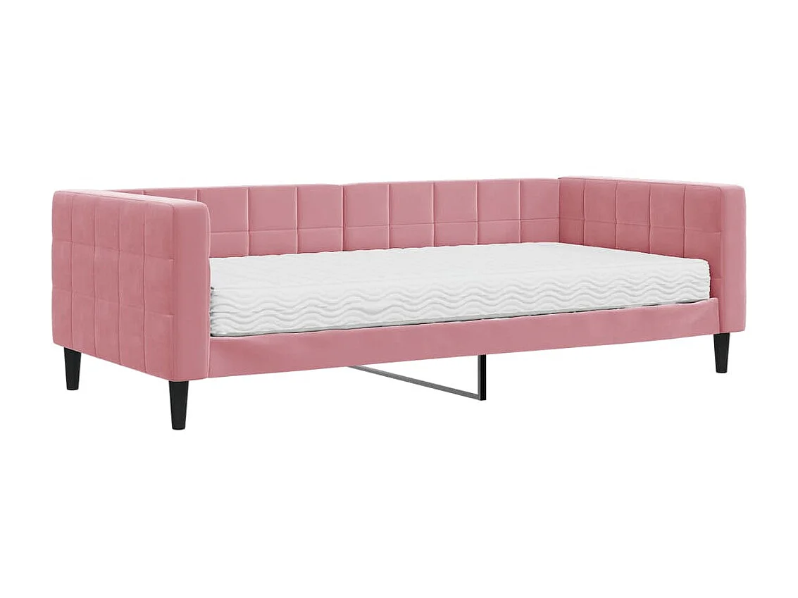 Lit - 90x200 cm avec matelas rose velours WVGQ2780