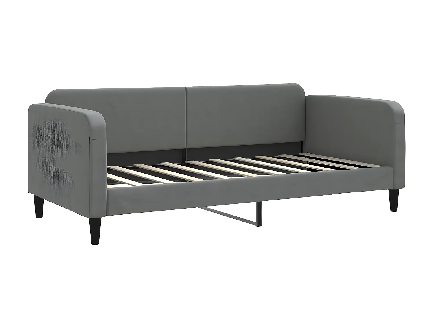 Cama com colchão 90x190 cm tecido cinzento-escuro PT231811