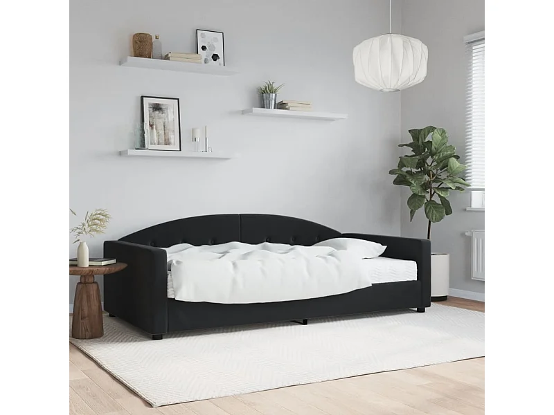 Lit - 100x200 cm avec matelas noir velours WVGQ5624