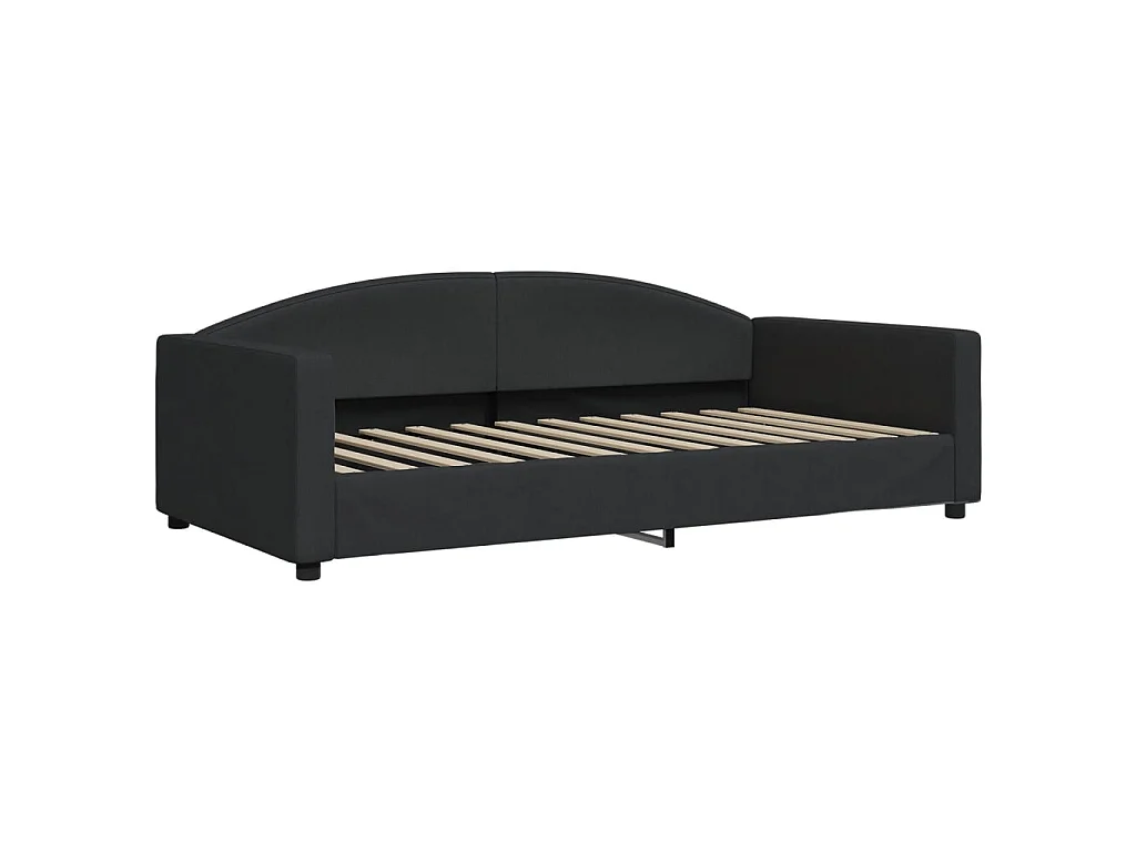 Lit - 100x200 cm avec matelas noir tissu ASW64670