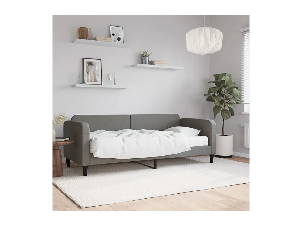 Lit - 80x200 cm avec matelas gris foncé tissu WVGQ1144