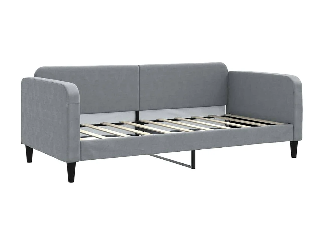 Lit - 90x190 cm avec matelas gris clair tissu WVGQ3080