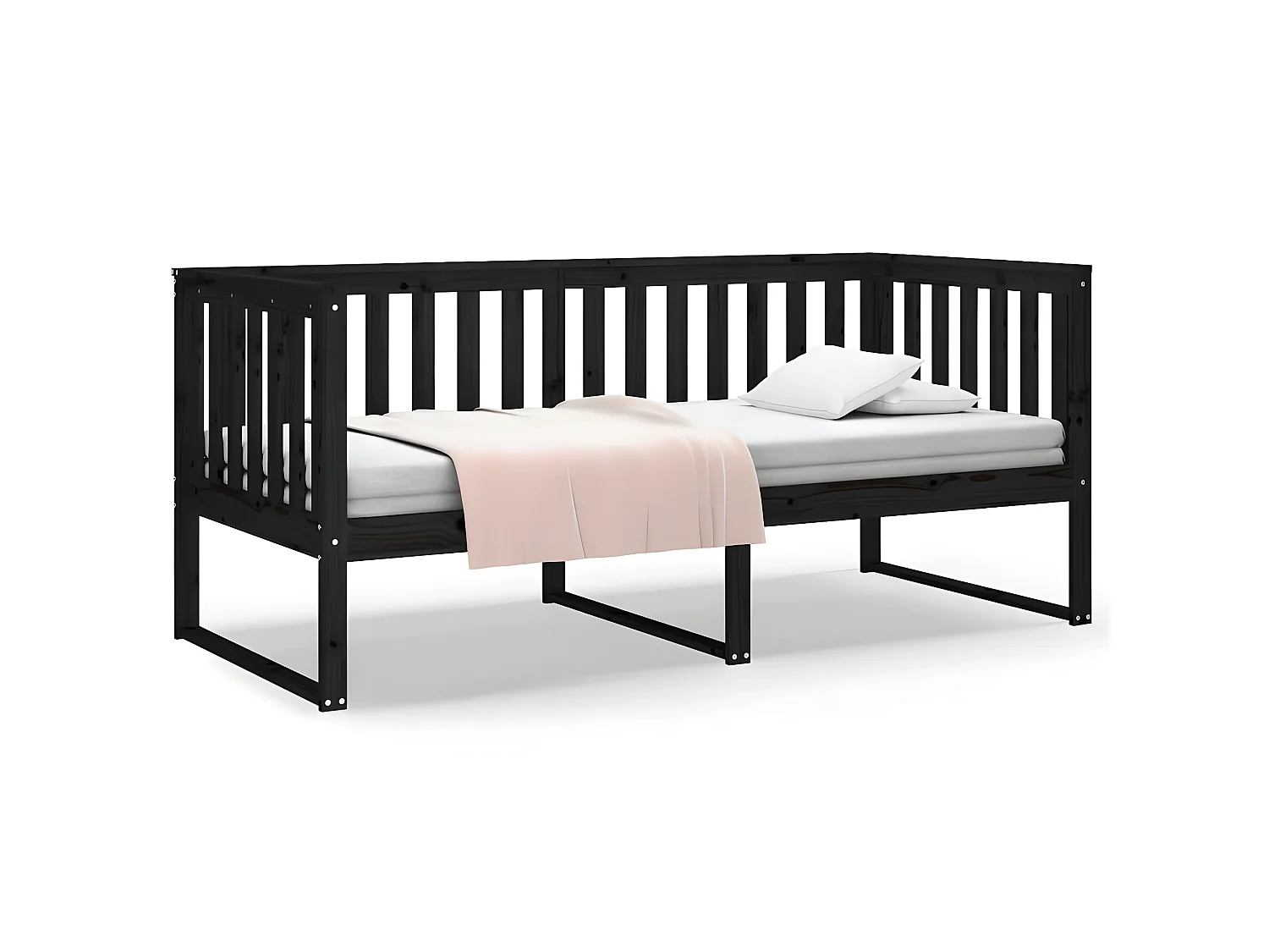 Lit - 90x200 cm Noir Bois de pin massif WVGQ2250