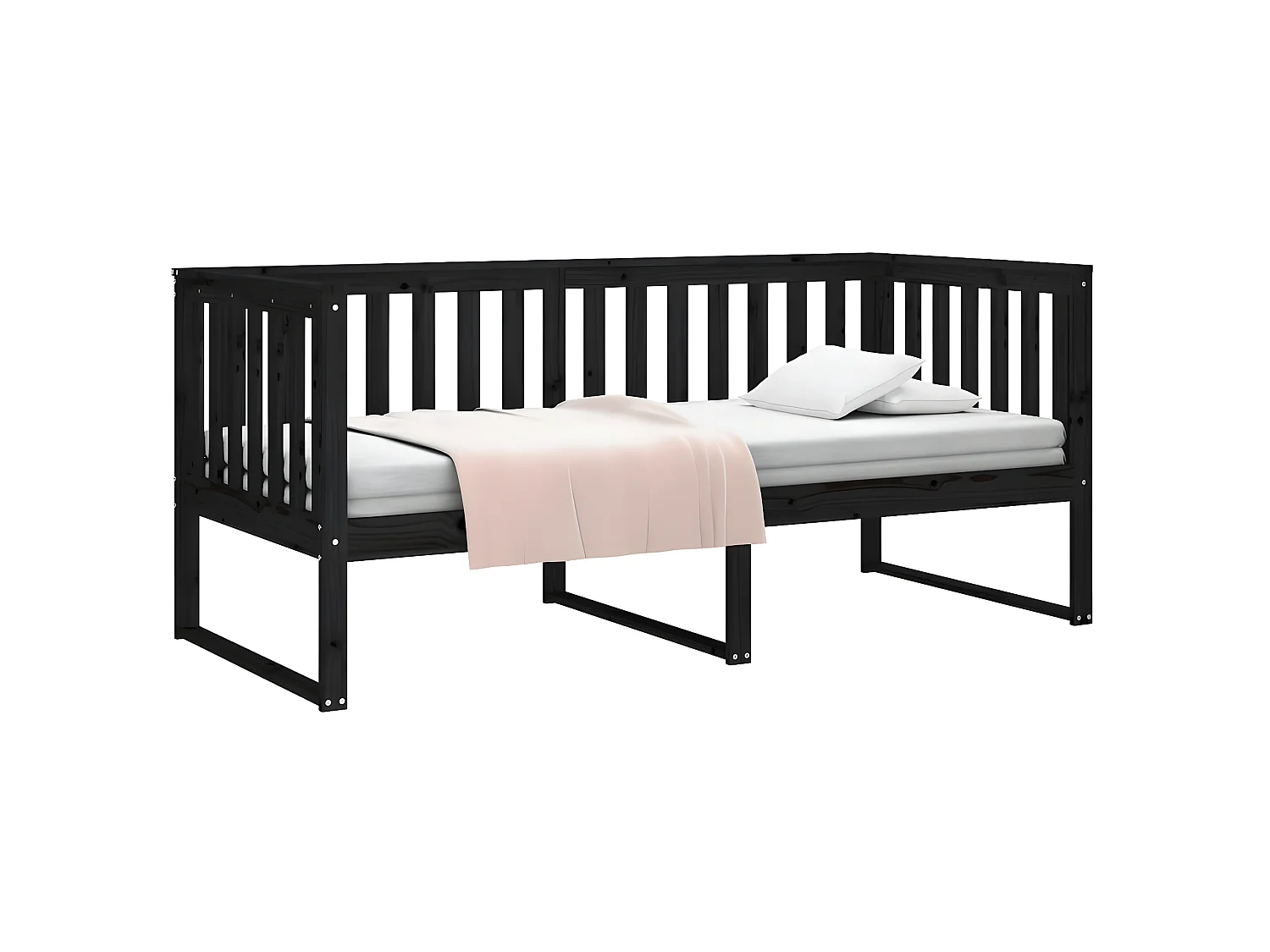 Lit - 90x200 cm Noir Bois de pin massif WVGQ2250