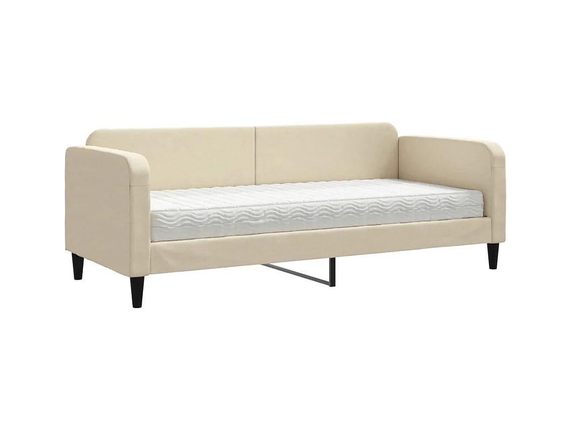 Sofá cama - 80x200 cm con colchón tela crema ES26291