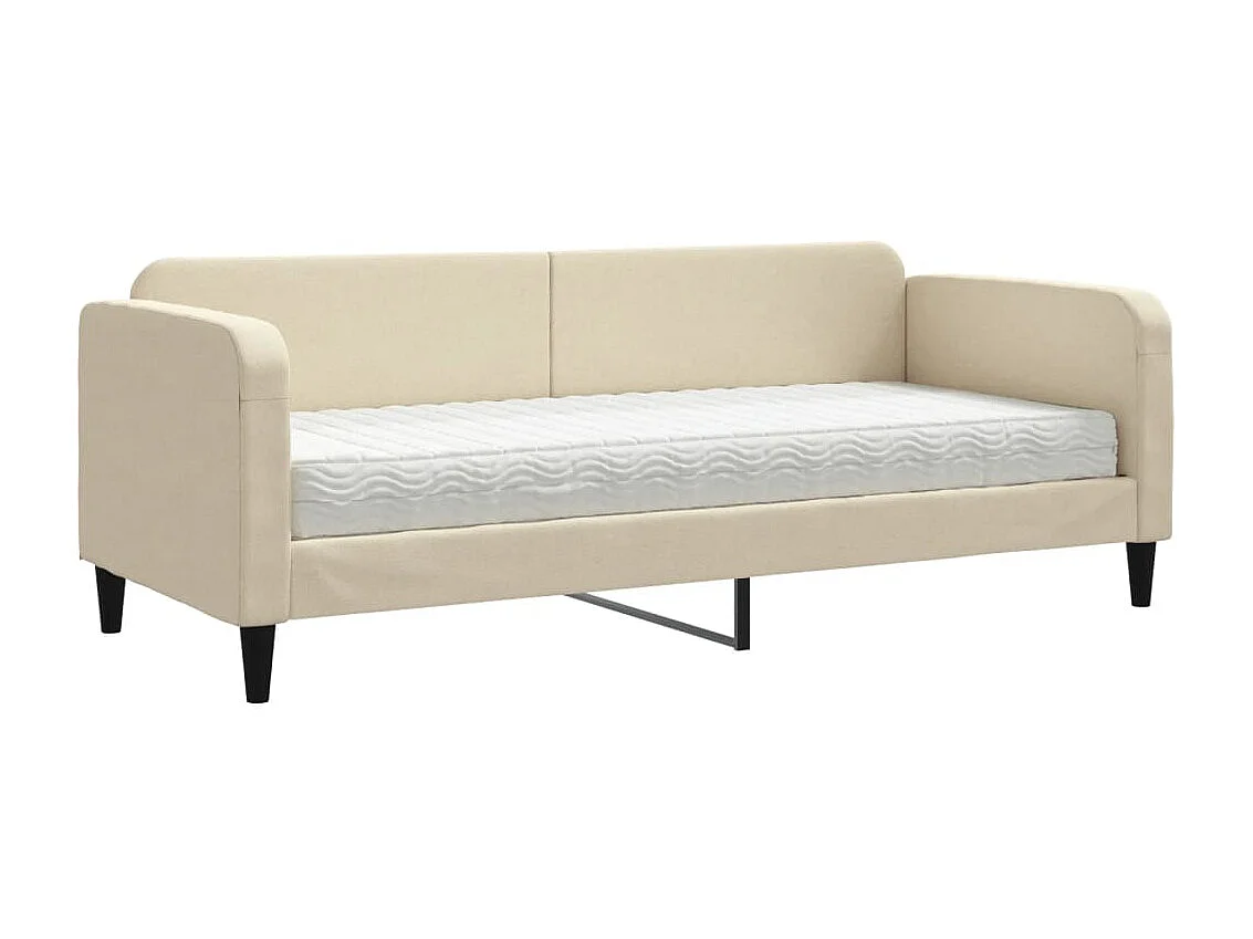 Lit - 80x200 cm avec matelas crème tissu WVGQ2778