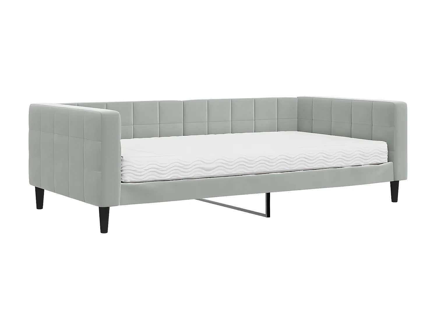 Sofá-cama 100x200 cm com colchão veludo cinzento-claro PT598994