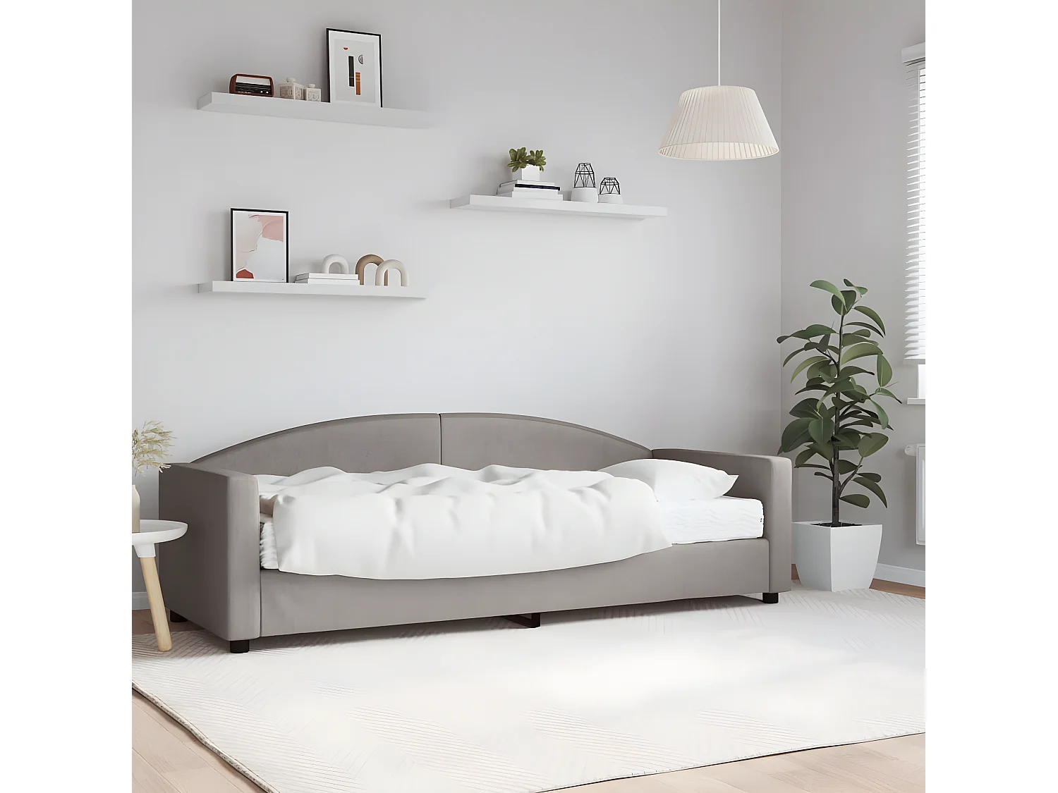 Lit - 80x200 cm avec matelas taupe tissu WVGQ7105