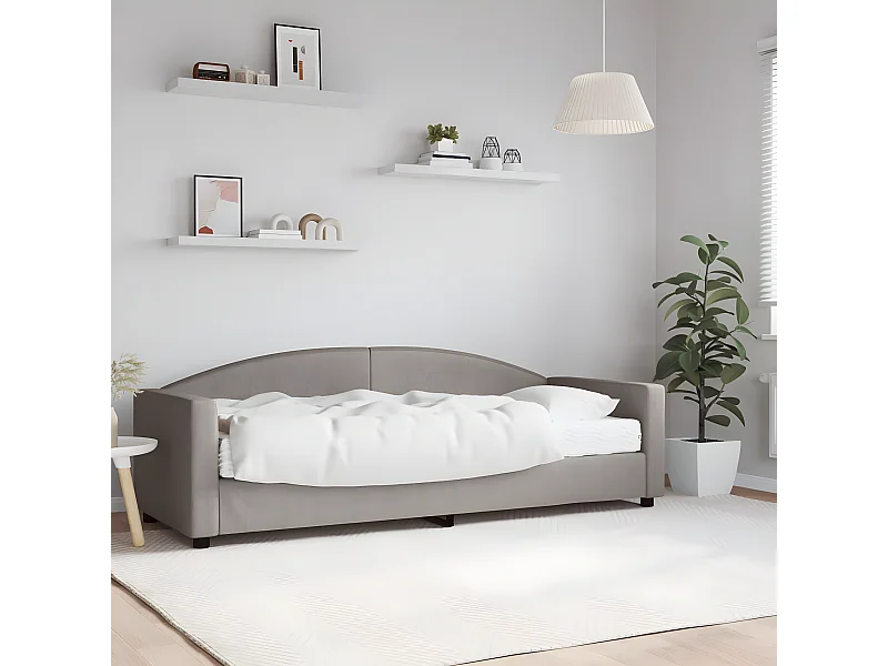 Lit - 80x200 cm avec matelas taupe tissu WVGQ7105