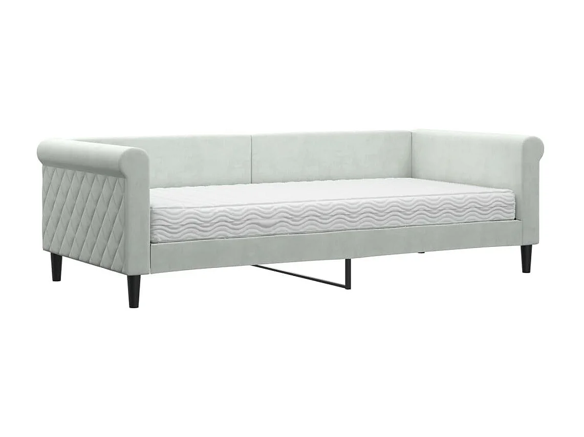 Lit - 90x200 cm avec matelas gris clair velours WVGQ1601