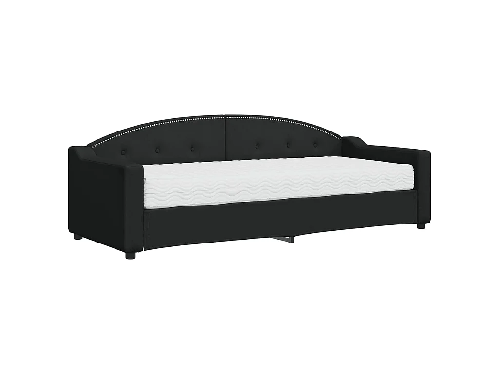 Lit - 80x200 cm avec matelas noir tissu WVGQ1670