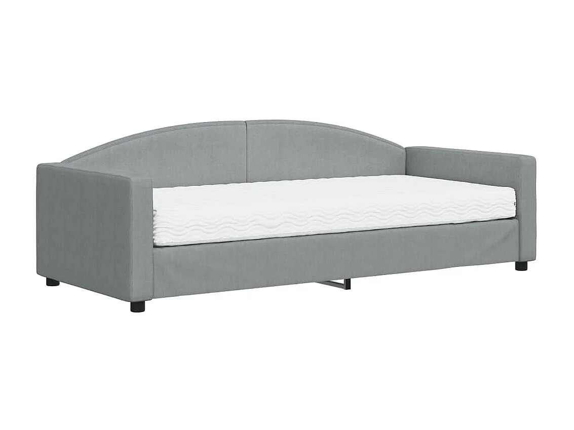 Lit - 90x200 cm avec matelas gris clair tissu WVGQ1335