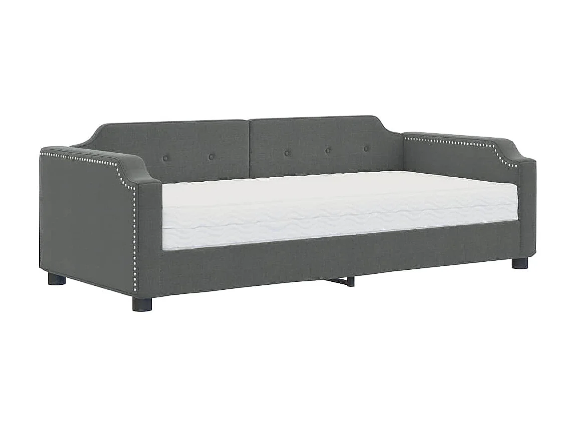 Lit - 100x200 cm avec matelas gris foncé tissu WVGQ7861