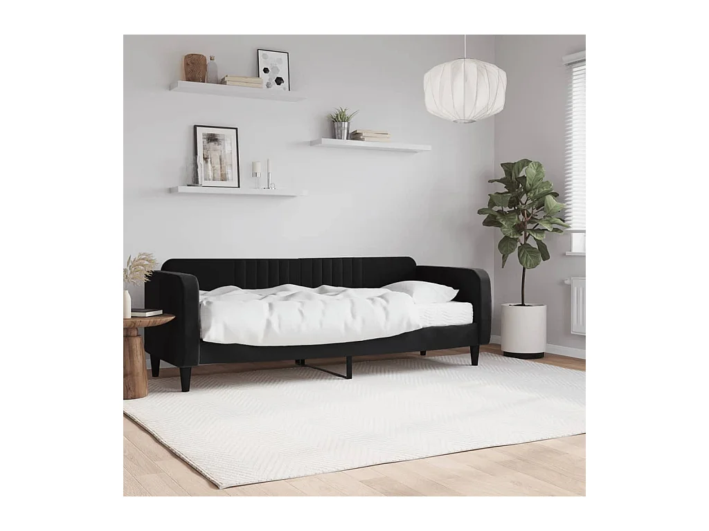 Lit - 80x200 cm avec matelas noir velours WVGQ6924