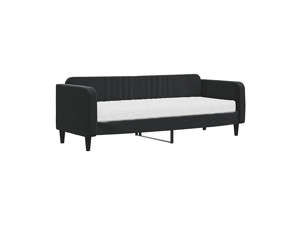 Sofá cama - 80x200 cm con colchón terciopelo negro ES63700