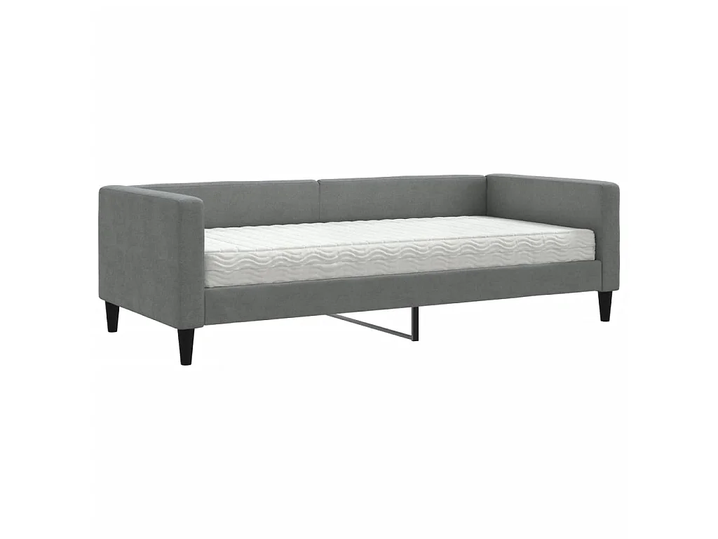 Sofá-cama 90x190 cm com colchão tecido cinzento-escuro PT294970