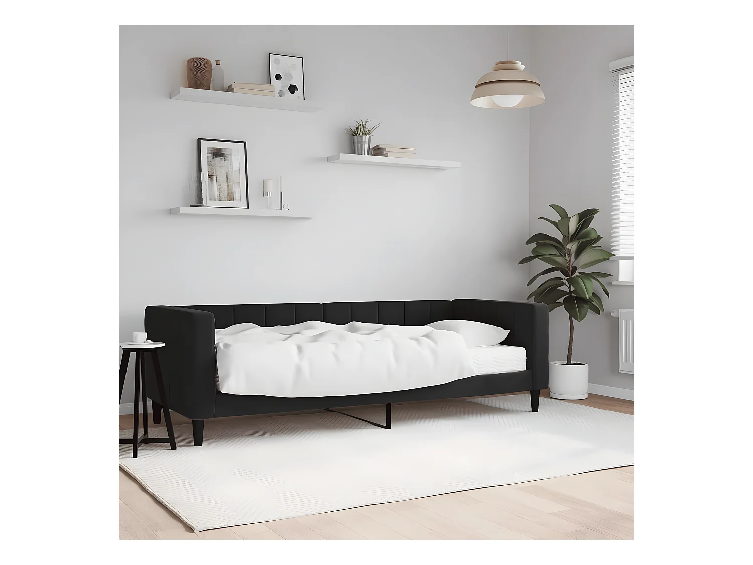 Lit - 80x200 cm avec matelas noir velours WVGQ2163