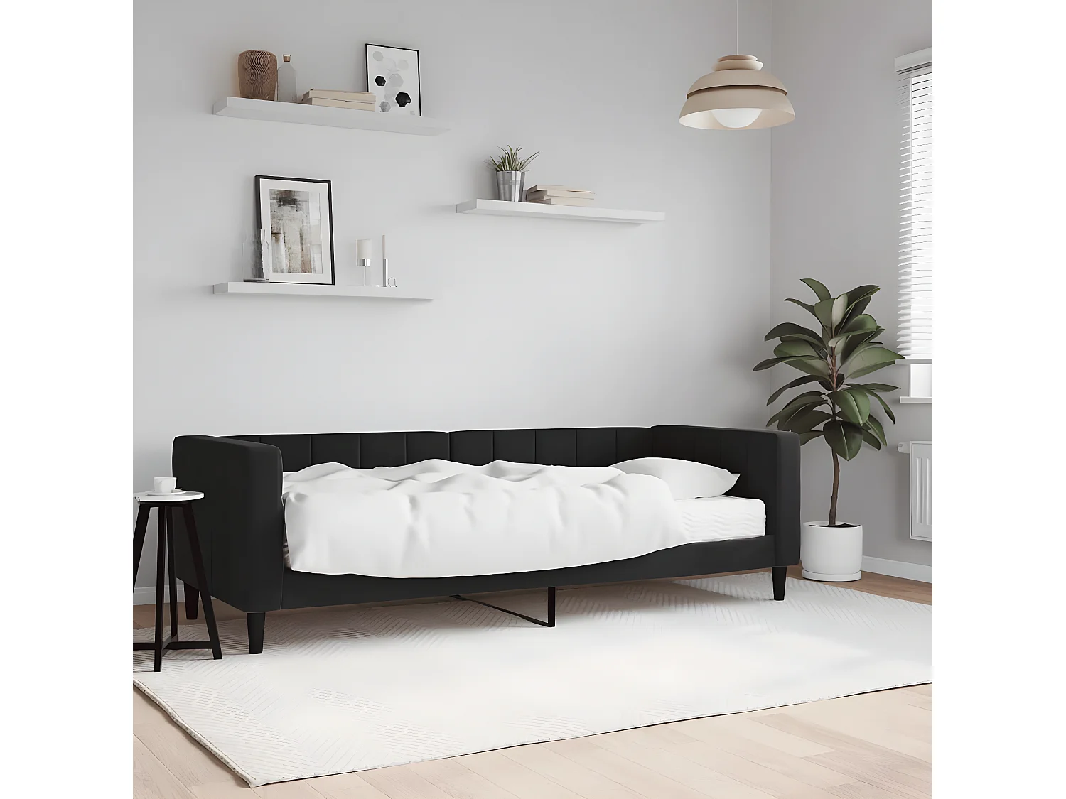 Lit - 80x200 cm avec matelas noir velours WVGQ2163