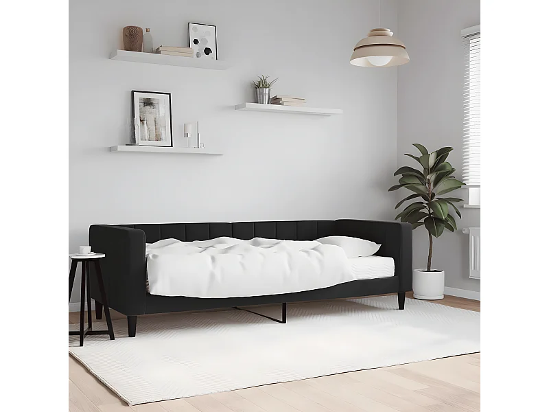 Lit - 80x200 cm avec matelas noir velours WVGQ2163