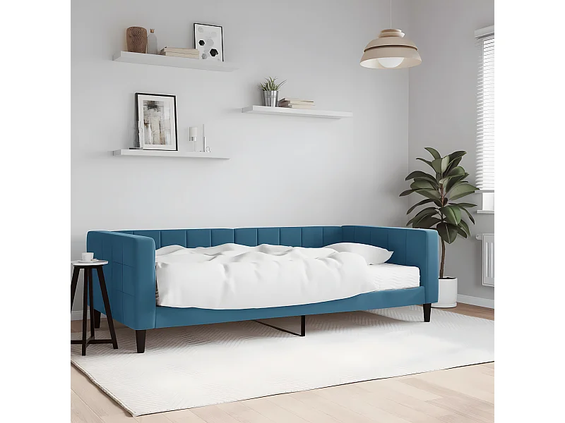 Sofá-cama 100x200 cm com colchão veludo azul PT225600
