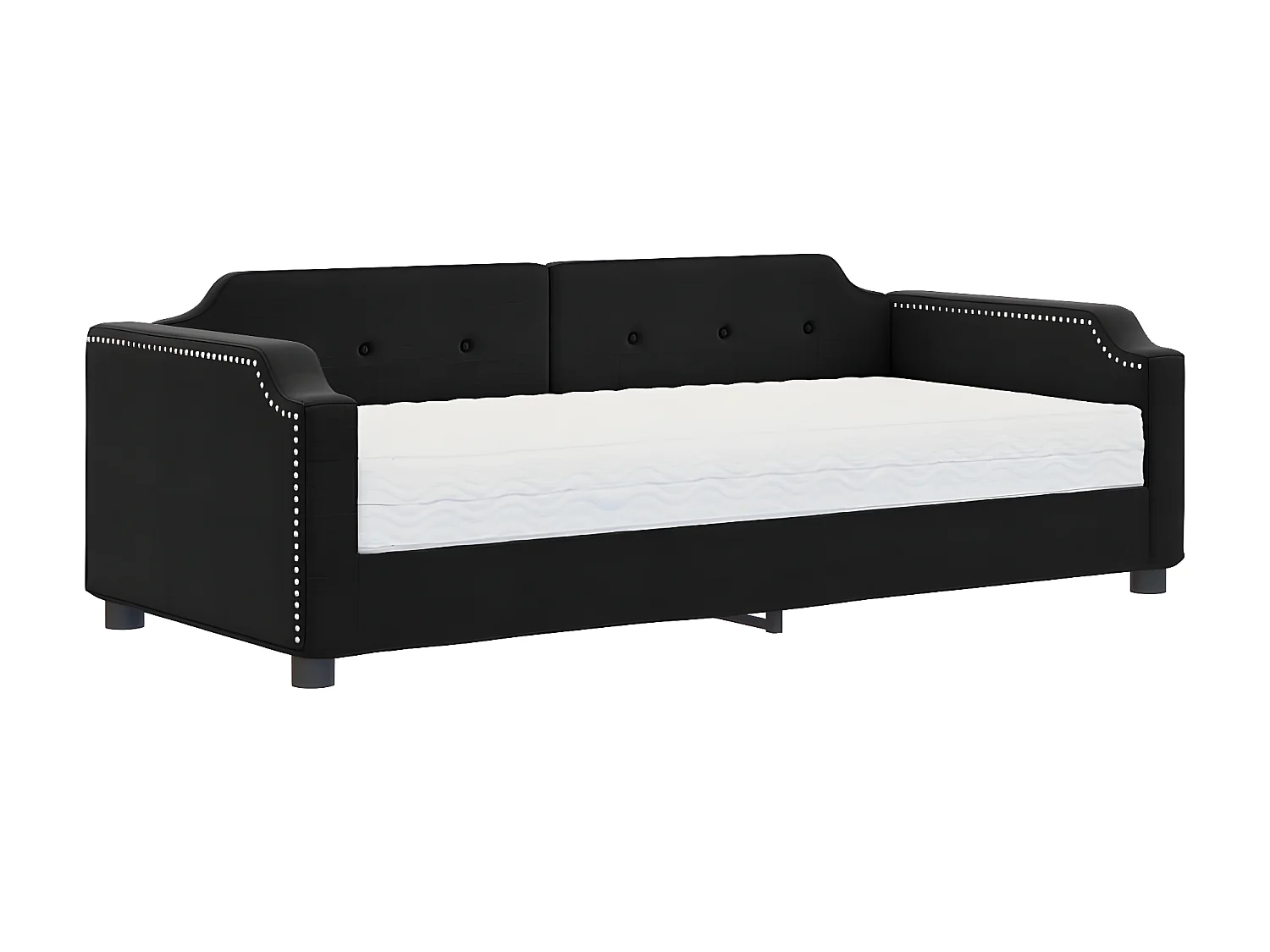 Lit - 90x200 cm avec matelas noir tissu WVGQ4349