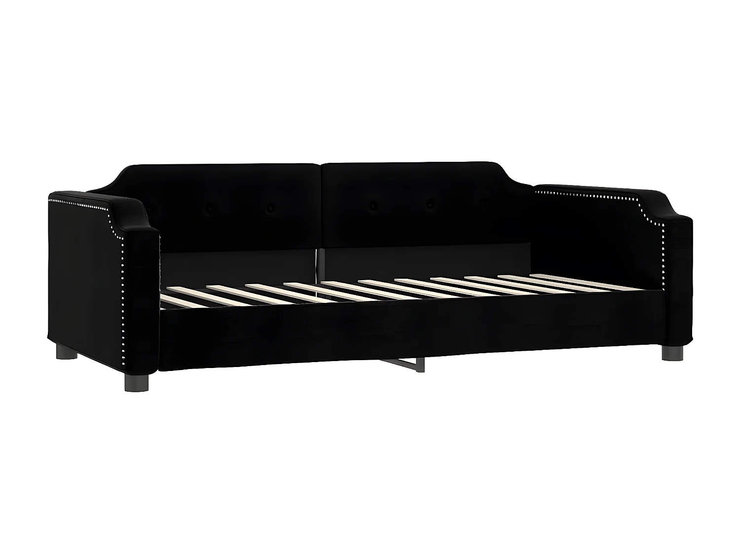 Lit - 90x200 cm avec matelas noir tissu WVGQ4349