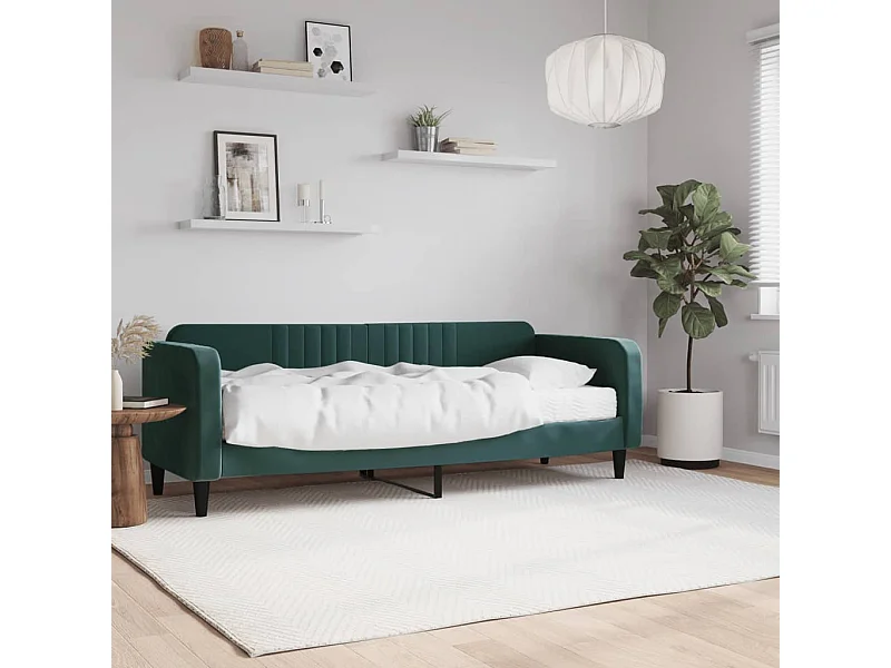 Sofá cama - 80x200 cm con colchón terciopelo verde oscuro ES51304